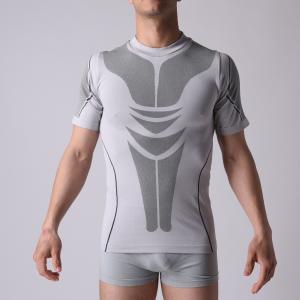 China T-shirt seamless short sleeve for men, stretch tight compression Gym shirt plain XLSS003 wholesale