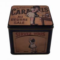 China Customized Square Caramel Candy Tin Can Hinged Lid Tin Box With Dispenser Opening on sale