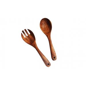 China Solid Acacia Wood Cooking Utensil Set Large Salad Spoon And Fork Set supplier