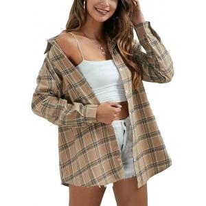 China                  Fashion Women′s Flannel Plaid Shirt Button-Down Regular Fitted Long-Sleeved Casual Shirt Cotton Oversized Shirt              supplier