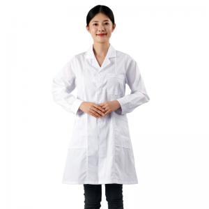 China Pharmaceutical Factory White Unisex Lab Coat Long Sleeve Collar For Adults supplier