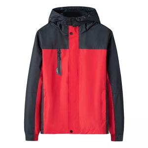China Custom Red And Black Outdoor Windbreaker Jacket With Lining supplier