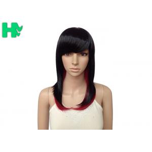 Black T Red Color 16 Inches Long Synthetic Wigs High Heat Resistant Normal Lace For Girls