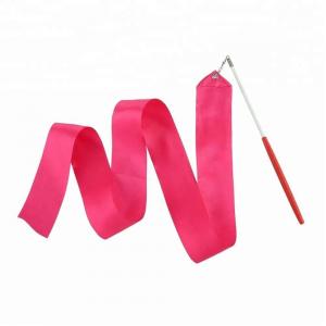 4m Silk Artistic Gymnastics Ribbon , Gymnastics Twirling Ribbon Soft Nylon Material