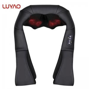 China Black PU Cover Portable Neck Massager 4D Kneading With Red Light Warm Massage supplier