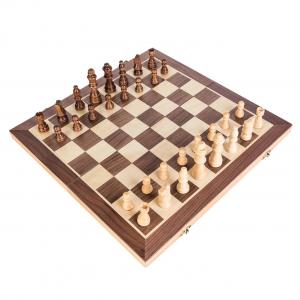 Checkers 1.97in Large Folding Chess Board Wooden Magnetic Chess Set
