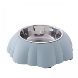 Pumpkin Type Anti Skid Stainless Steel Plastic Dog Feeder Bowl