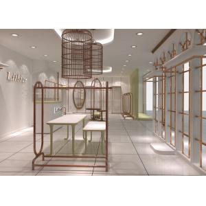 Fashion Retail Lady Apparel Store Fixtures Made With Wood Stainless Steel