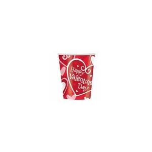 Valentines Day Disposable Paper Cups Red And White Color With Hearts Pattern