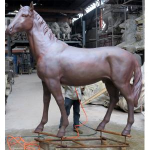 Realistic Bronze Large Animal Garden Sculptures Red Life Size Metal Horse Sculpture