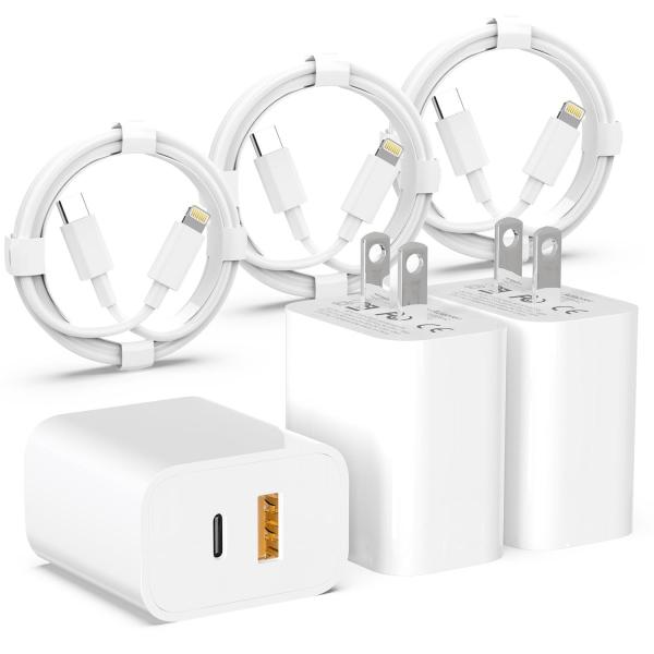 20W Dual Port QC PD 3.0 Power USB C Wall Charger for iPhone 14/13/12/Pro/Pro Max/XS/X/SE