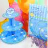 China Party Children's Birthday Decoration Paper Blue Petal Folding Cake Stand Three-layer Paper Crafts Factory Wholesale wholesale