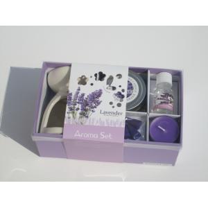 Purple lavender fragrance scented pillar & glas candle SPA gift ,incense  with printed label packed into gift box
