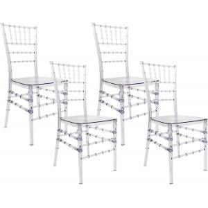 Clear Dining Chairs Crystal Transparent Seat, Modern Dining Chairs, Side Chairs for Wedding Party Event Reception