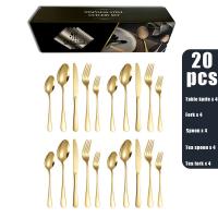 China 30 Pieces Gold Silverware Set Glossy Gold Metal Forks For Family Gatherings on sale