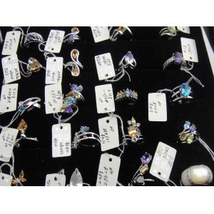 China Wholesale 925 Sterling Silver Natural Gemstone Semi-Precious Stone Ring Jewelry 39pcs supplier