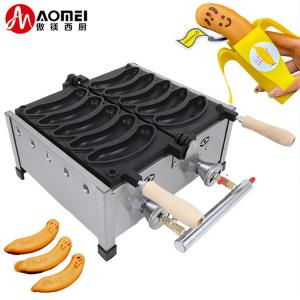 AM-05R Nonstick Coating Banana Shape Waffle Makers for 5pcs Electric Long Waffles