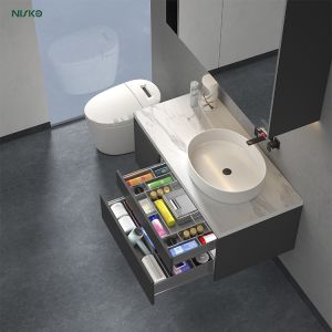 China Cesta de extracción debajo del fregadero cajón de baño multifuncional almacenamiento modular del fregadero cosmético wholesale