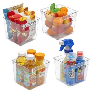 Plastic Storage Bins Clear Pantry Organizer Box Bin Containers for Organizing Kitchen Fridge, Food