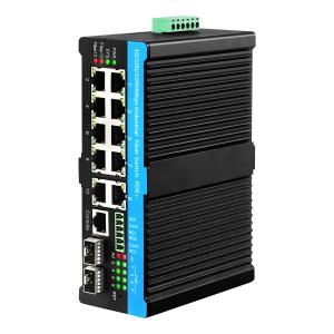 China Black Case 8 Port Managed POE Af/At/Bt Industrial Ethernet Switch With 2 Combo Ports supplier