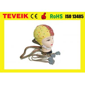 Reusable EEG Machine128 Leads Yellow EEG Skull Cap With Tin Electrode , CFDA Standard