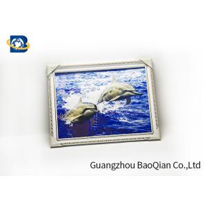 High Definition 3D Lenticular Dolphin Pictures With White PS Frame / Logo