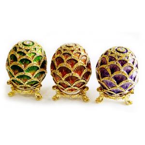 China 型の装身具箱のFabergeの卵の宝石箱の骨董品はイースター エッグのJewerly箱の装身具箱によって蝶番を付けられたリング ホールダーを刻んだ supplier
