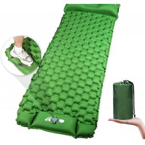 Inflatable Sleeping Pad for Camping, Extra Thickness 3.9 Inch Camping Pad with Pillow, Quick Inflation by Stamping