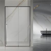 China Black aluminium shower enclose soft close system with big bttom wheels 8mm glass for sale