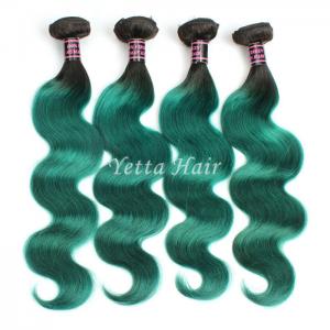 China Two Tone Real Ombre Hair Extensions , Green 14 - 24 Inch  Virgin Hair supplier