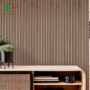 Natural Oak Wood Slat Accent Wall Flameproof For Room Decoration