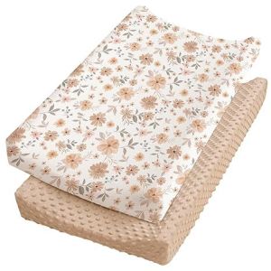 Breathable Changing Pad Cover 2 Pack, Soft Minky Dots Plush Diaper Changing Table Cover Set
