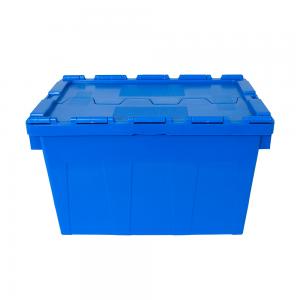 China Solid Box Food Grade Attached Lid Container Plastic Moving Crate Food Turnover Box supplier