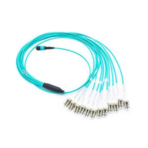 China 10Gbs OM3 Multi Mode MTP Fanout Cable For 4 Duple LC Patch Cord wholesale