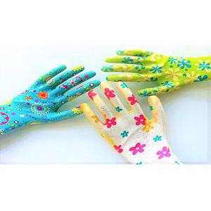 China No Slip Women'S Work Garden Gloves Knitted Wrist Flower Printed CE Approved supplier