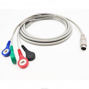 ECG Cables 4 Lead 4.0mm ECG Snap To 6P DIN Plug Medical Cable Assembly