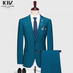 China Men's Dark Green Notch Lapel 3-Piece Suit with Anti-Shrink Fabric and Customers' Option supplier