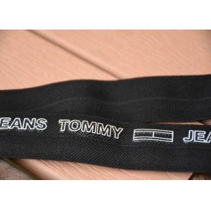 2cm Black Elastic Webbing Straps Printed With White Cut Out Letters Logo