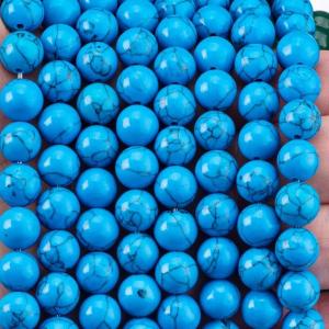 Blue Turquoise 8MM Smooth Round Shape Loose Bead For Jewelry Making Tools