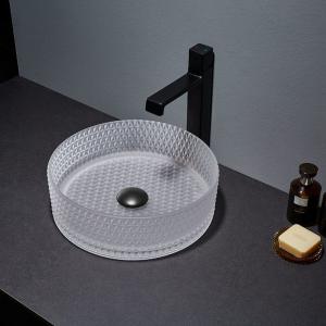 Acid Matt Glass Vessel Basins Bathroom Vanity 12mm High End Crystal Diamond