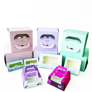 China Boîtes à petit gâteau de papier d'emballage avec la poignée et la boîte claire à petit gâteau de fenêtre wholesale