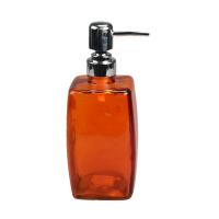 China Orange Colored Glass Bathroom Soap Dispenser 575ML Square Glass Pump Bottles on sale