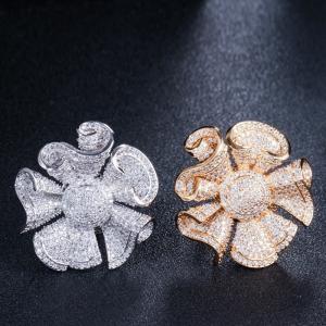 China Hot Sale CZ Flower Ring CZ Gold Ring For Women Fashion Zirconia Ring Wedding Quality Charm Ring Jewelry supplier