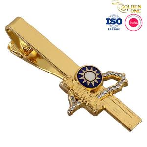 China Gold Diamond Shirt Tie Clip Custom Plating For Business Gift supplier