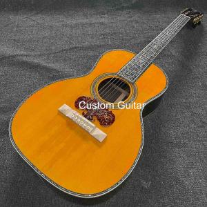 2023 New Martin style OOO Body Solid Rosewood Back Side Acoustic Guitar Abalone Binding