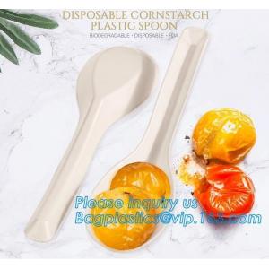 6 inch Tea/Soup/ice cream/tasting spoons Eco-friendly tableware corn starch spoons Disposable yogurt spoons bagease pack