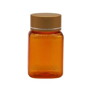 China 90ml/3OZ PET Square Yellow/Orange Capsule Pill Bottle with Rose Gold Cap and Heat Seal supplier