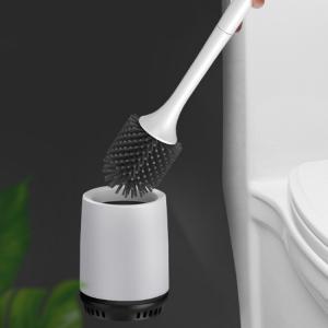 Factory supply Bathroom accessories cleaning household handheld white silicone toilet brush and holder
