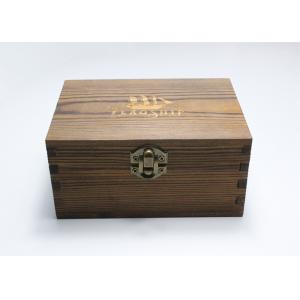 Retro Vintage Handmade Wooden Jewelry Box , Pine Unfinished Wood Box with dark wood color