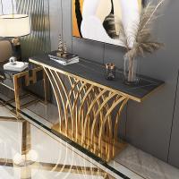 China Glossy Stainless Steel Entrance Console Table Marble Top Hallway Table Marble Height 78cm on sale